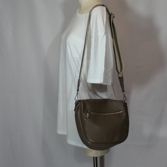 Borse in Pelle Genuine leather shoulder crossbody beige Sling bag Made in Italy - Picture 2 of 7